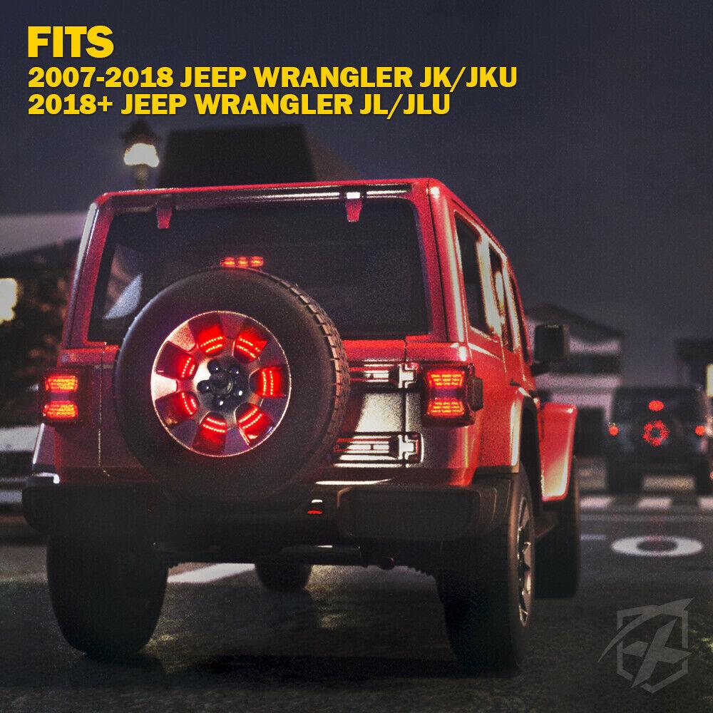 14&quot; Cyclone Series Dual Spare Tire LED Brake Light For 2007-2018 Jeep Wrangler JK &amp; 2018+ JL Brake Lights 