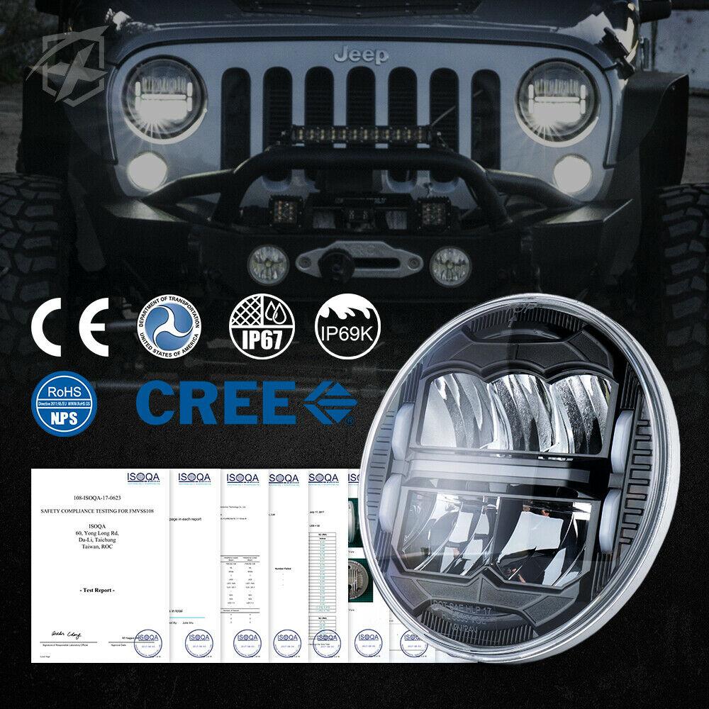 7" Division Series 60W LED Headlights With DRL For 1997-2018 Jeep Wrangler TJ JK Head Lights 