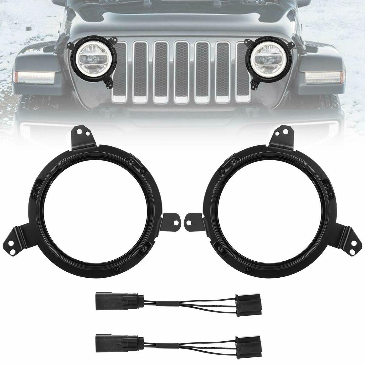 7&quot; LED Headlight Mounting Bracket Ring For Jeep Wrangler JL 2018+ Mounting Brackets 