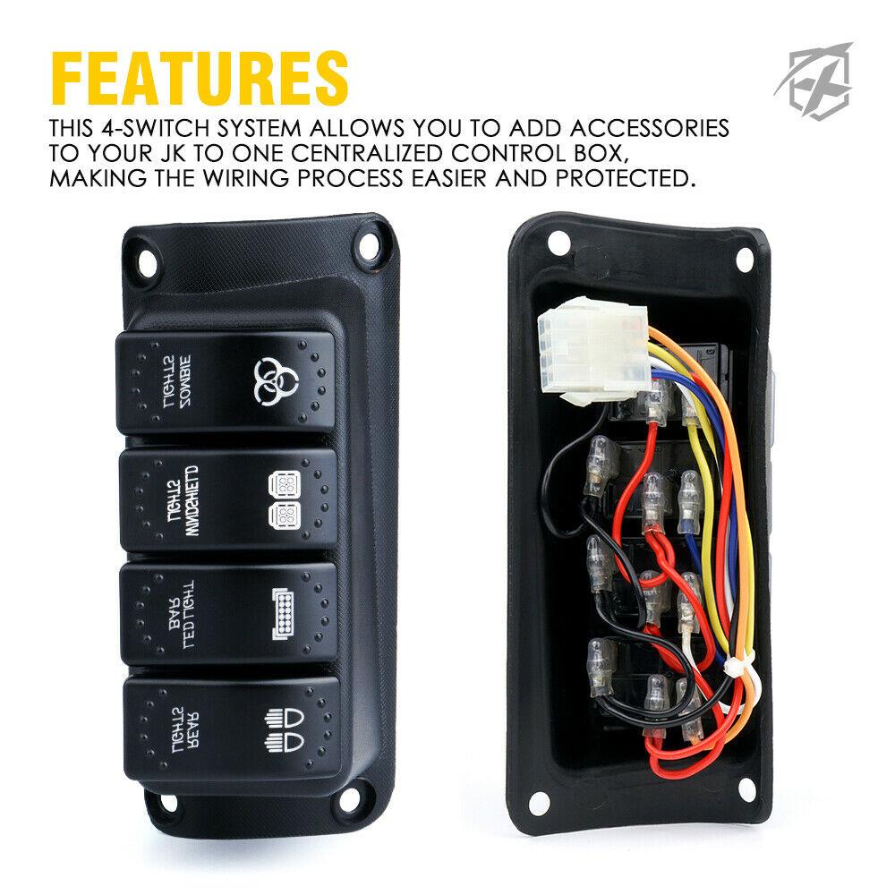 A Pillar Four (4) Rocker Switch Panel with Control Box for 07-18 Jeep -  It's a Jeep Thing Shop