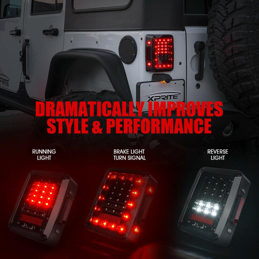 Bold Series LED Tail Light For Jeep Wrangler JK JKU 2007 - 2018 - Clear Tail Lights 