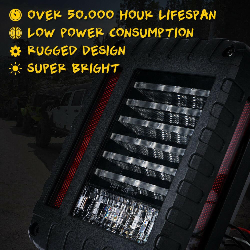 Defender Series LED Tail Light For Jeep Wrangler JK JKU 2007 - 2018 - Clear Tail Lights 