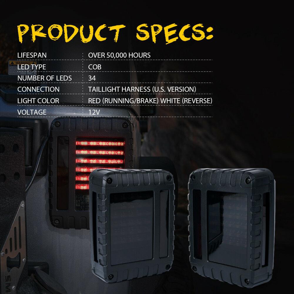Defender Series LED Tail Light For Jeep Wrangler JK JKU 2007 - 2018 - Smoke Tail Lights 