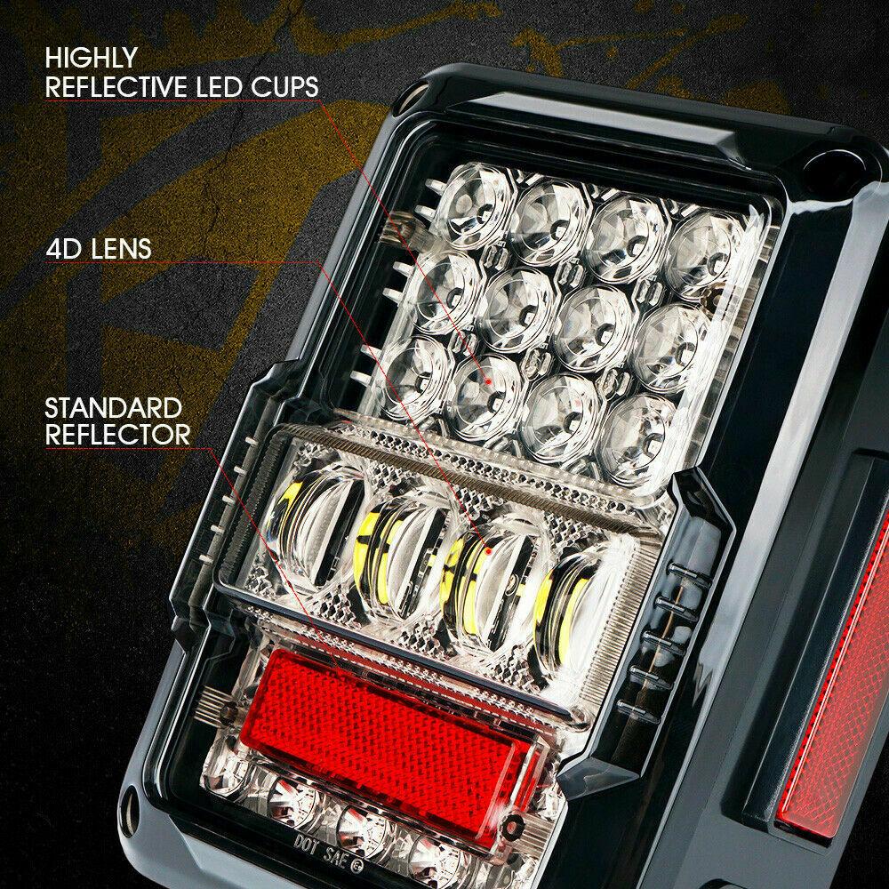 Destroyer Series LED Taillights For 2007 - 2018 Jeep Wrangler JK - Clear Tail Lights 