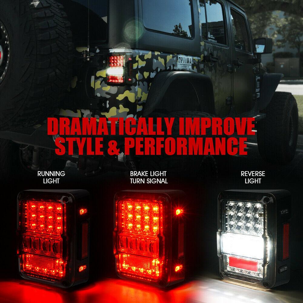 Destroyer Series LED Taillights For 2007 - 2018 Jeep Wrangler JK - Smoke Tail Lights 