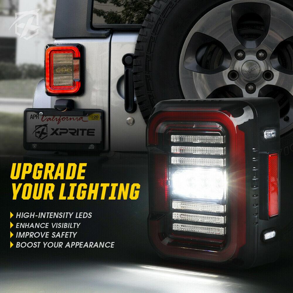 Inspire Series LED Taillights For 2007 - 2018 Jeep Wrangler JK - Clear Tail Lights 