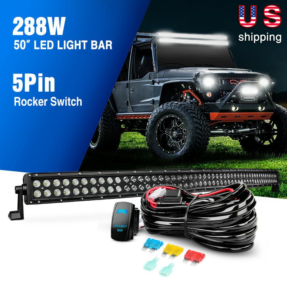 LED 50'' Curved Light Bar with Wiring Harness and Rocker Switch Light Bars 