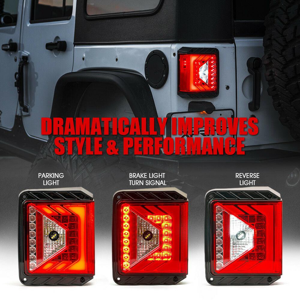 Rival Series LED Taillights For 2007 - 2018 Jeep Wrangler JK JKU - Red Tail Lights 