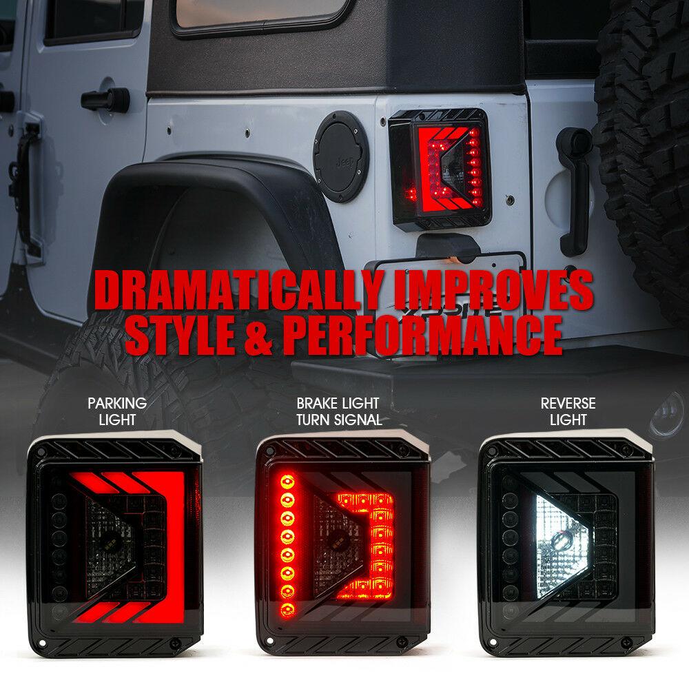 Rival Series LED Taillights For 2007 - 2018 Jeep Wrangler JK JKU - Smoke Tail Lights 