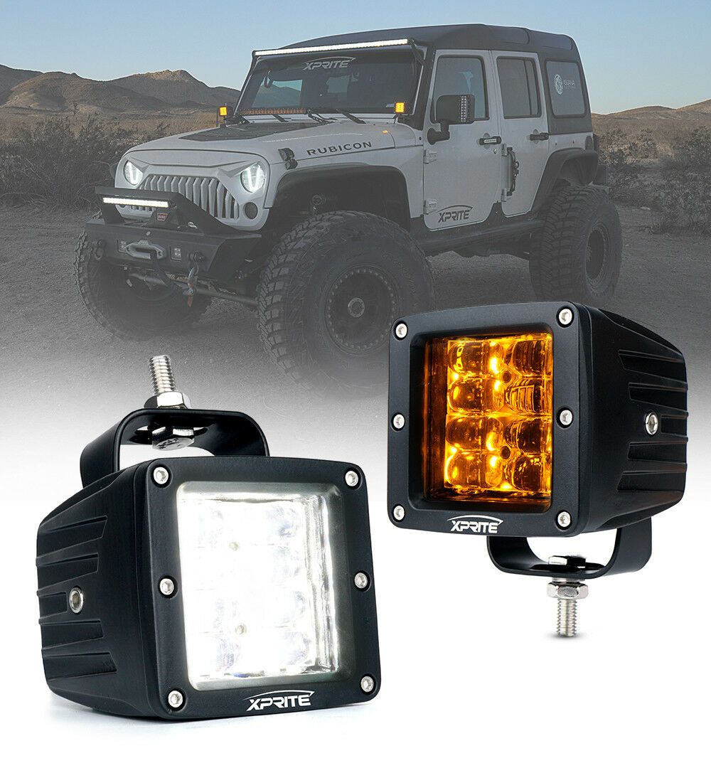 Sunrise Series 3" LED Spot Light with Amber Backlight - Set of 2 with Wiring Harness Spot Lights 